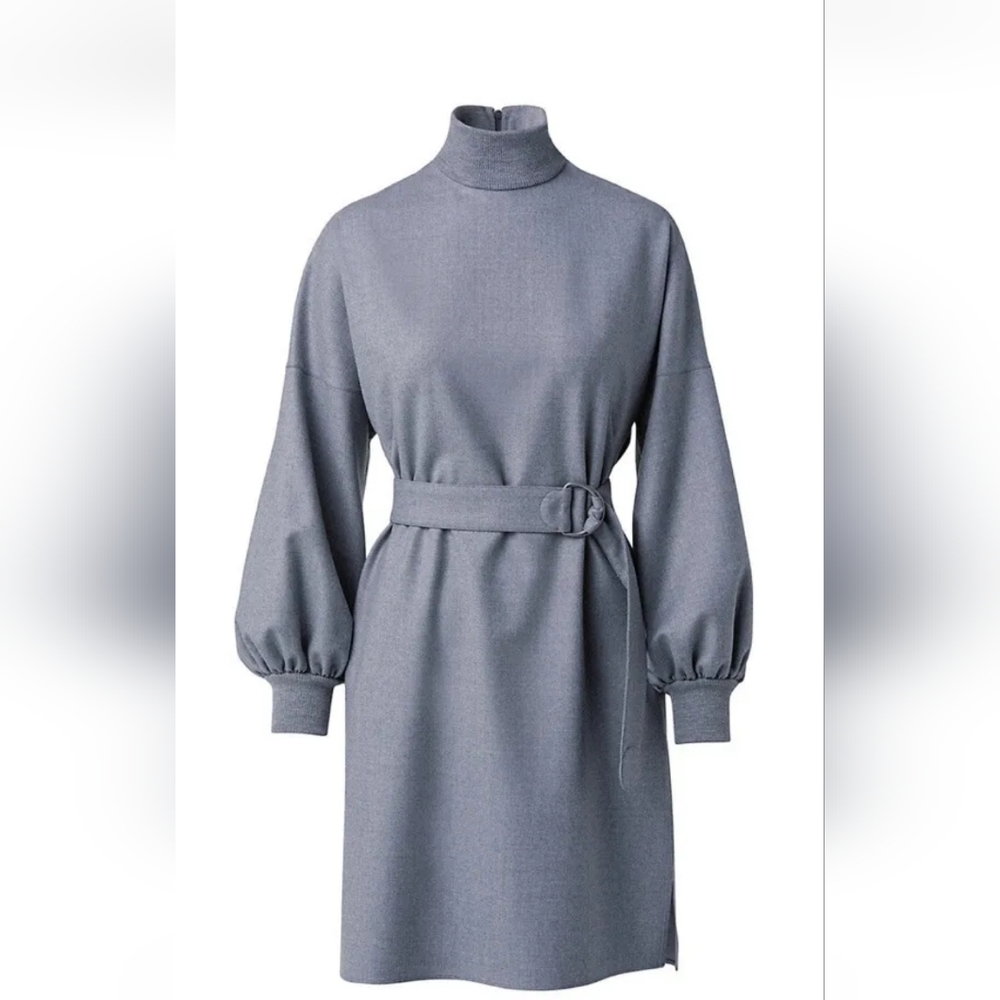 Akris Punto Gray Flannel Wool Dress Size 16